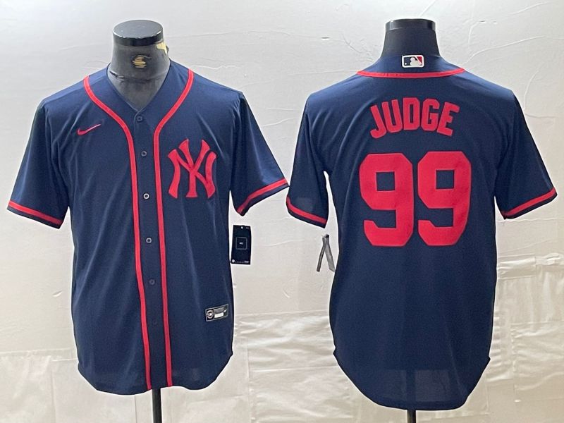 Men New York Yankees 99 Judge Blue Third generation joint name Nike 2024 MLB Jersey style 1